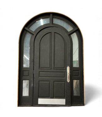 49065 Wooden Entry Door With Arched Sidelight Frame 74.25"W x 9'H
