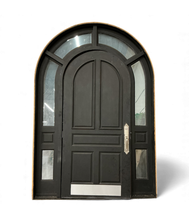 49065 Wooden Entry Door With Arched Sidelight Frame 74.25"W x 9'H