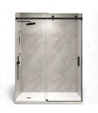 49082 Frameless Sliding Shower Door Matte Black 48"W x 70"H