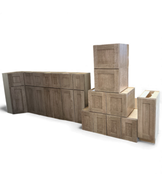 49124 Pecan Recessed Panel Shaker 10 Piece Cabinet Set