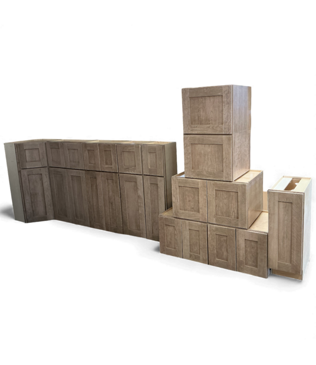 49124 Pecan Recessed Panel Shaker 10 Piece Cabinet Set