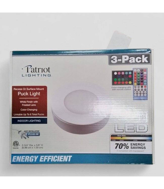 49153 Patriot Lighting Puck Lights 3 -Pack