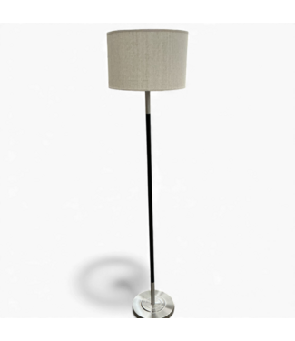 49154 Allen+Roth Satin Nickel Shaded Floor Lamp