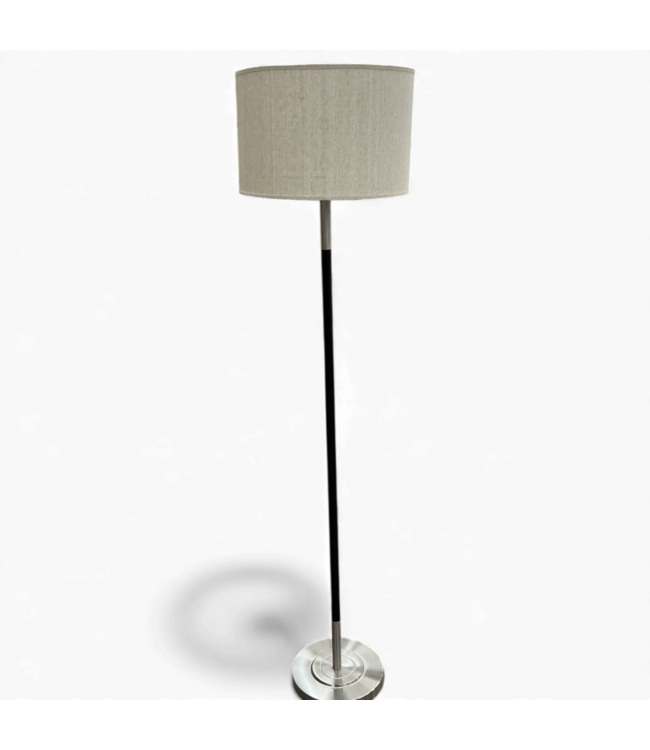 49154 Allen+Roth Satin Nickel Shaded Floor Lamp