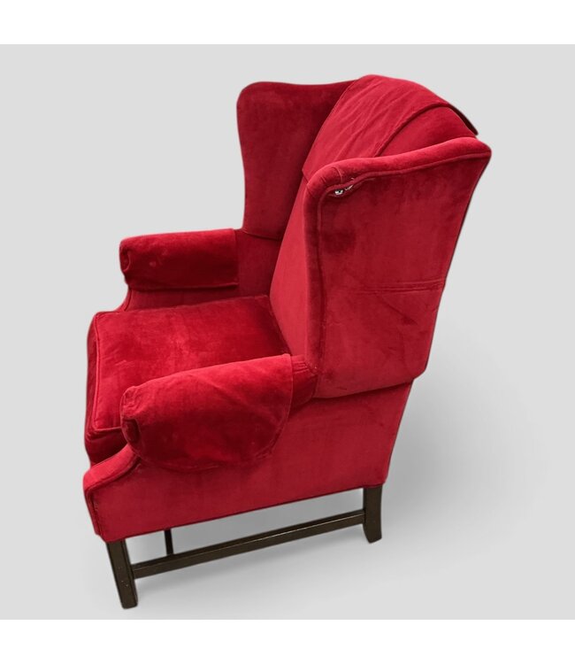49159 Red Velvet Wingback Chairs Set of 2