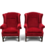 49159 Red Velvet Wingback Chairs Set of 2