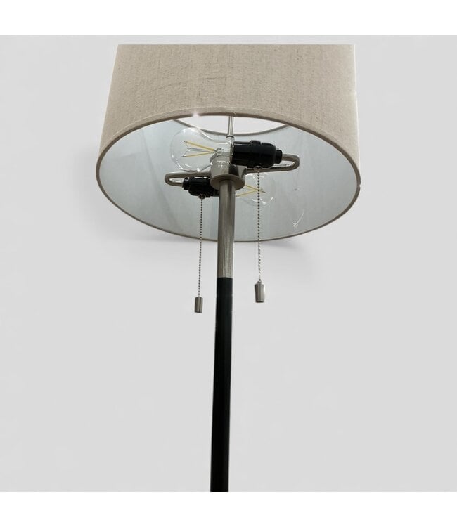 49154 Allen+Roth Satin Nickel Shaded Floor Lamp