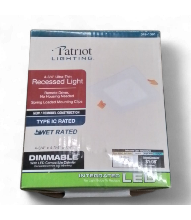 49161 Patriot Lighting 4.75" Square Recessed LED Light
