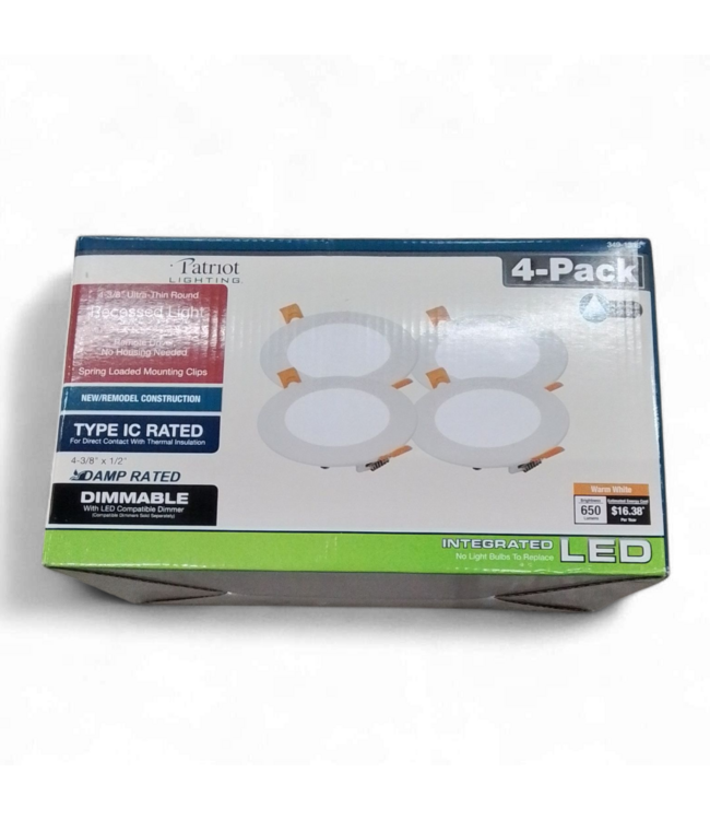 49163 Patriot Lighting 4.375" Round Recessed LED Light 4 -Pack
