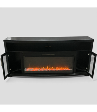 49187 Muskoka Black Electric Fireplace Cabinet 70"W