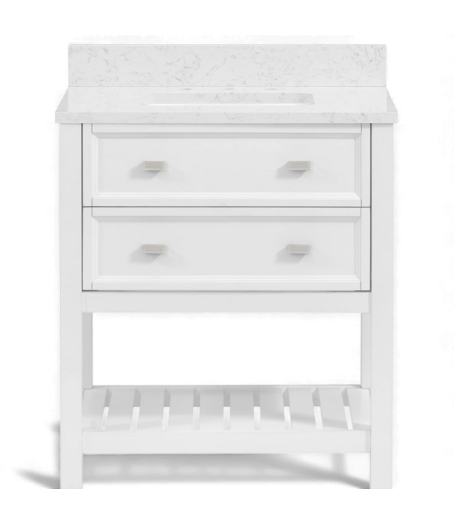 49256 Allen+Roth Canterbury White Bathroom Vanity 30"W
