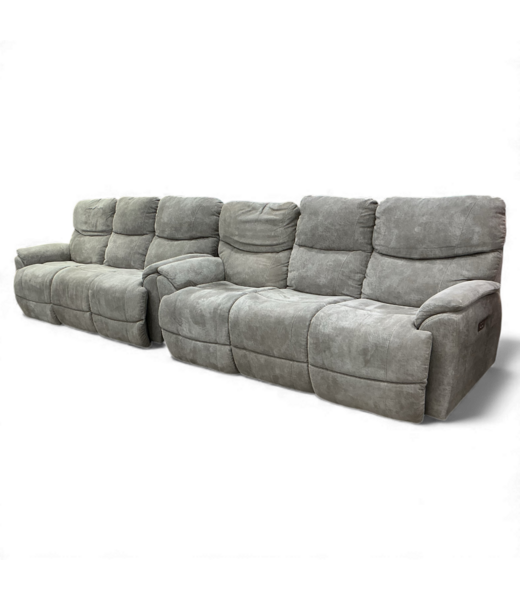49260 Grey Microfiber Suede Recliner Sofa Set Of 2