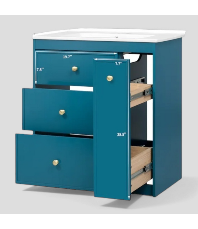 49286 Tatayosi 30" Blue Bathroom Vanity With Top