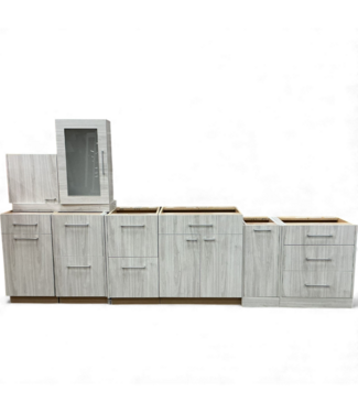 49304 White Washed Wood Butlers Pantry Cabinet Set of 9-pcs