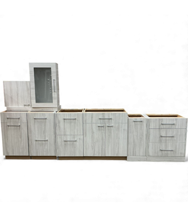 49304 White Washed Wood Butlers Pantry Cabinet Set of 9-pcs