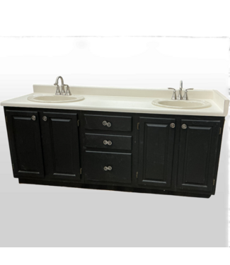 49338 Black Double Sink Bathroom Vanity  73"W
