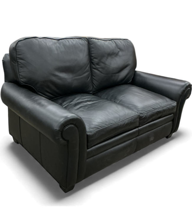 49341 Black Faux Leather Loveseat