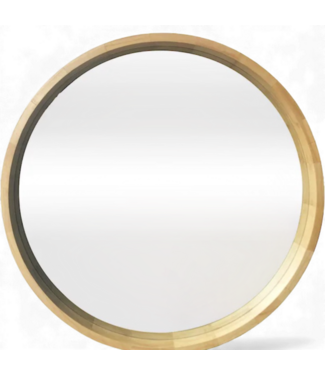 49342 Allen+Roth Round Natural Wood Framed Mirror