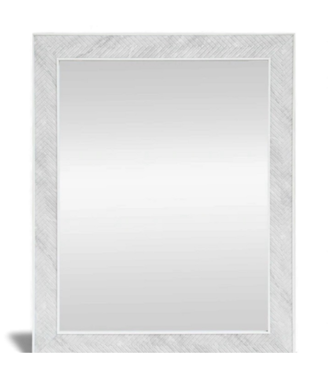 49350 Allen+Roth Rectangle White Marble Framed Mirror