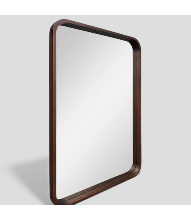 49357 Allen+Roth Rectangle Light Brown Polished Mirror