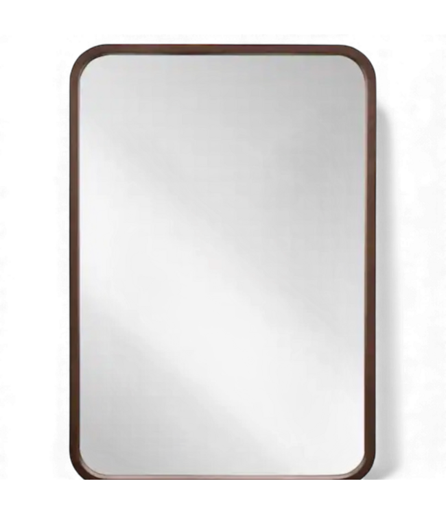 49357 Allen+Roth Rectangle Light Brown Polished Mirror