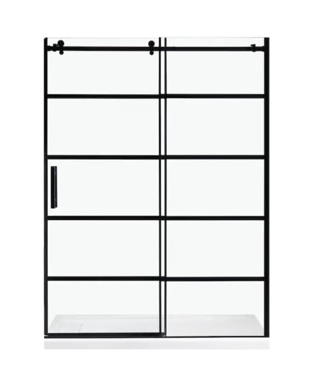 49365 Allen+Roth Matte Black Frameless Shower Door 76"H