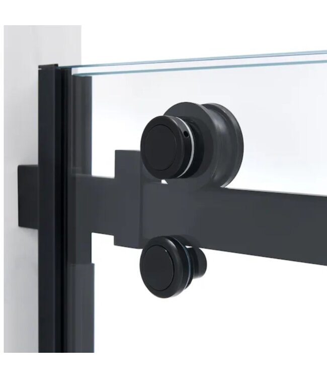 49365 Allen+Roth Matte Black Frameless Shower Door 76"H