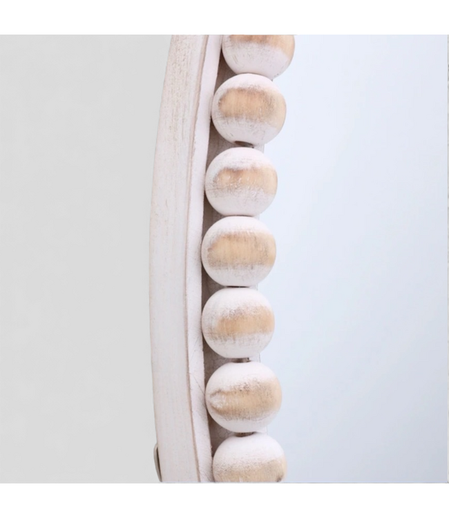 43969 Allen+Roth Round White Washed Frame Mirror