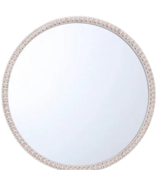 43969 Allen+Roth Round White Washed Frame Mirror