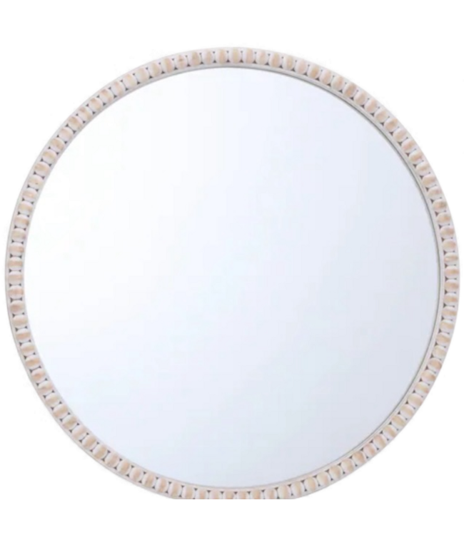43969 Allen+Roth Round White Washed Frame Mirror