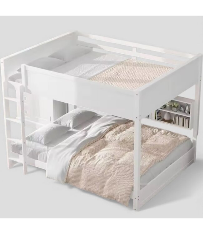 49442 White Wooden Queen over Queen Bunk Bed