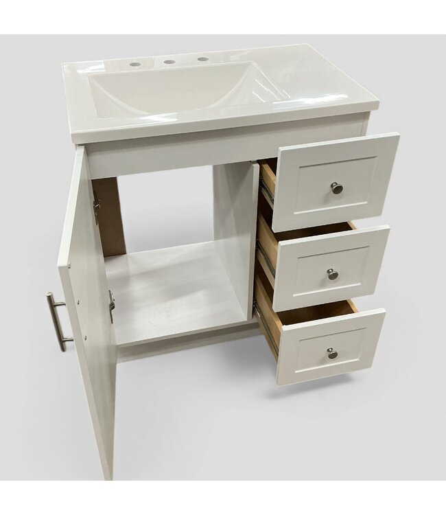 49446 White Single Sink Bathroom Vanity w/Top 30"