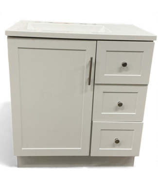 49446 White Single Sink Bathroom Vanity w/Top 30"