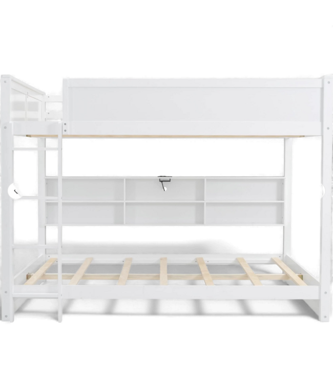 49442 White Wooden Queen over Queen Bunk Bed