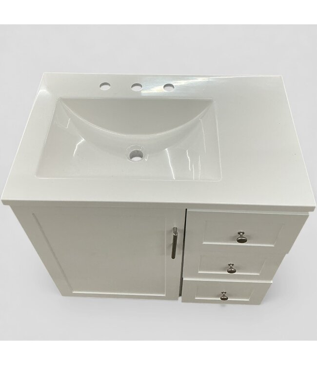 49446 White Single Sink Bathroom Vanity w/Top 30"