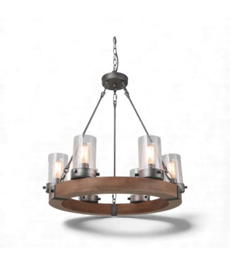 49464 Wagon Wheel Chandelier 6 -Light Brushed Gray