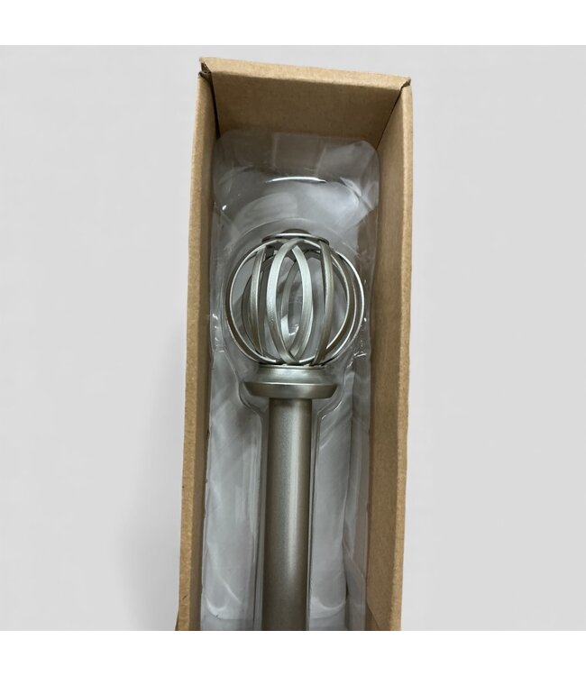 49474 Florine Silver Single Curtain Rod with Finials