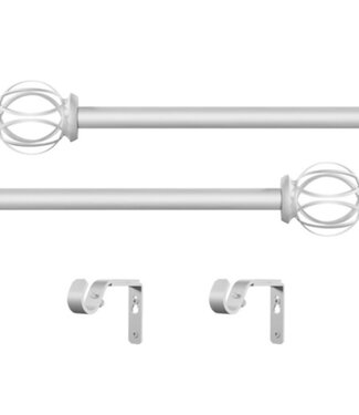 49474 Florine Silver Single Curtain Rod with Finials