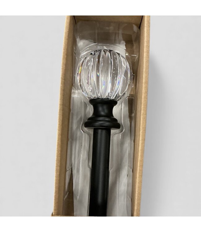 49480 Talia Black Steel Curtain Rod with Crystal Finials
