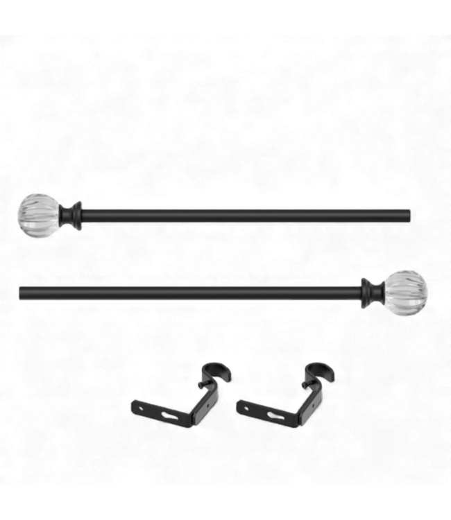 49480 Talia Black Steel Curtain Rod with Crystal Finials