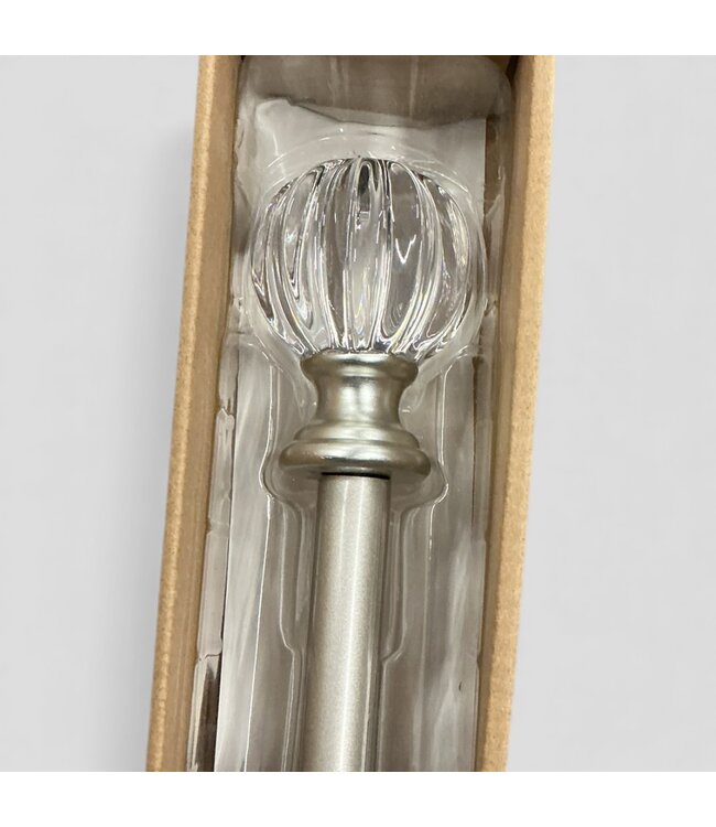 49482 Talia Silver Steel Curtain Rod with Crystal Finials