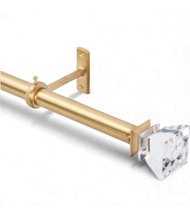 49483 Bexley Brushed Gold Curtain Rod with Square Finials