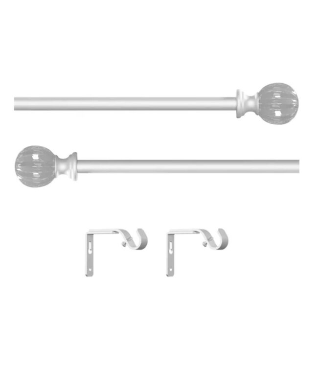 49482 Talia Silver Steel Curtain Rod with Crystal Finials