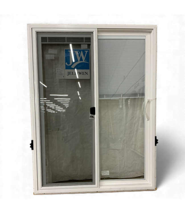 49489 White Vinyl Sliding Patio Door With Blinds 60" x 80"