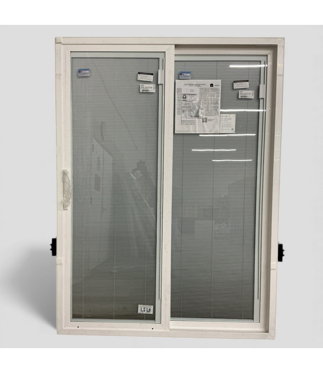 49489 White Vinyl Sliding Patio Door With Blinds 60" x 80"