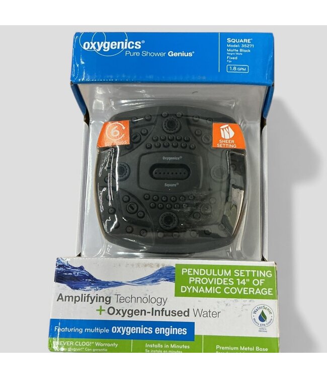 49492 Matte Black Square Fixed Shower Head