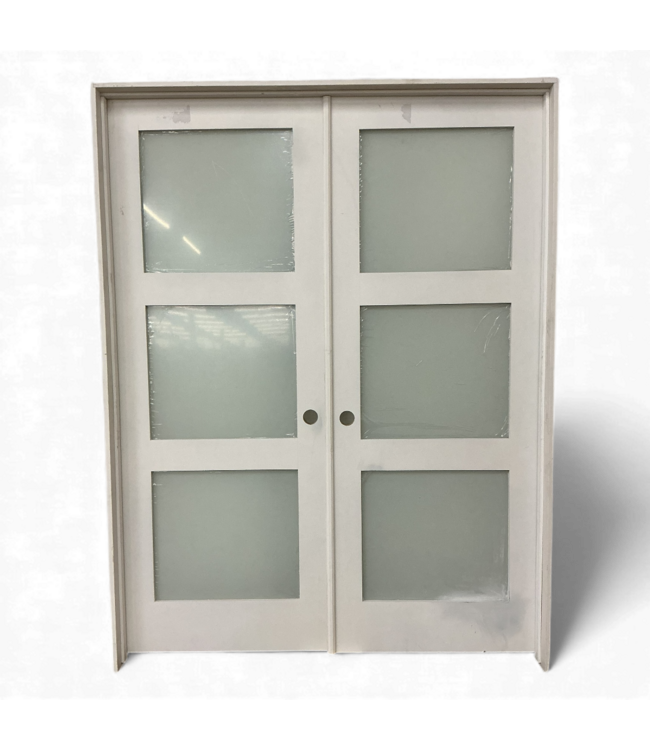 49491 Prehung 3 Lite Interior French Door 61"W x 80.5"H