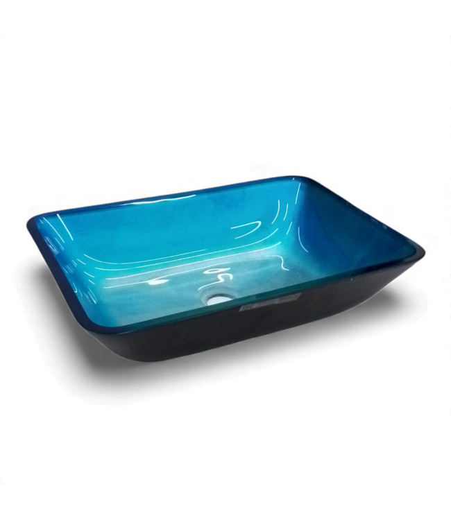 49498 Turquoise water Glass 13-in Vessel Bathroom Sink