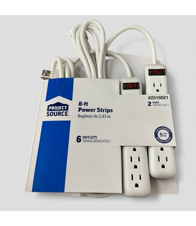 49504 White Power Strip 6-Outlet 2-pack