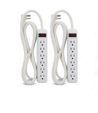 49504 White Power Strip 6-Outlet 2-pack